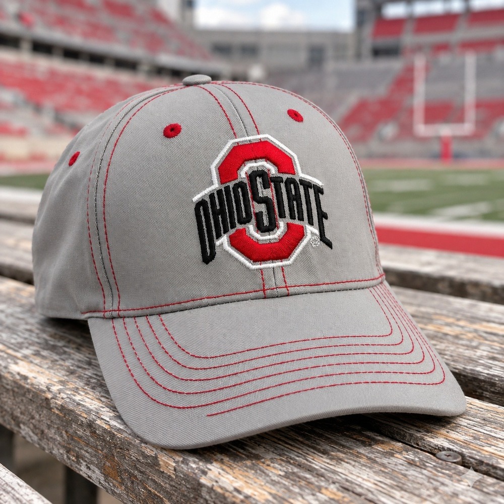 Captivating Headgear Ohio State Buckeyes Hat Grey Red Contrast Stitch Adjustable
